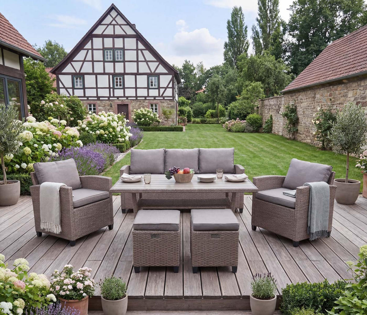 POLY-RATTAN GARNITUR Braun - Braun, Kunststoff - MCW