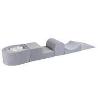 BÄLLEBAD klein mit Schaumstoff Bausteinen für Kinder, Samt, Hellgrau - Transparent/Hellgrau, Textil (250/45/30cm) - MeowBaby