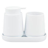 BAD-ACCESSOIRES-SET TESERO, Soft-Touch, weiß - Weiß, Kunststoff (18.5/13.5/10cm) - eluno