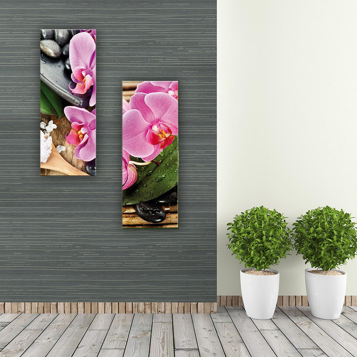 GLASBILD 30x80 cm Blumen Zen Spa - Beige, Glas (30/80cm) - artissimo