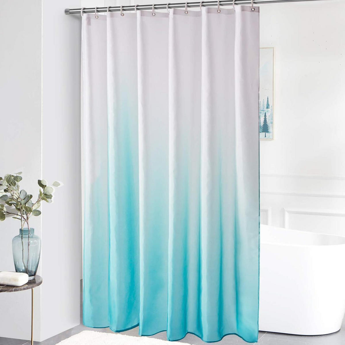 DUSCHVORHANG Textil Aquamarin 200 x 200 cm - Türkis, Textil (200/200cm)