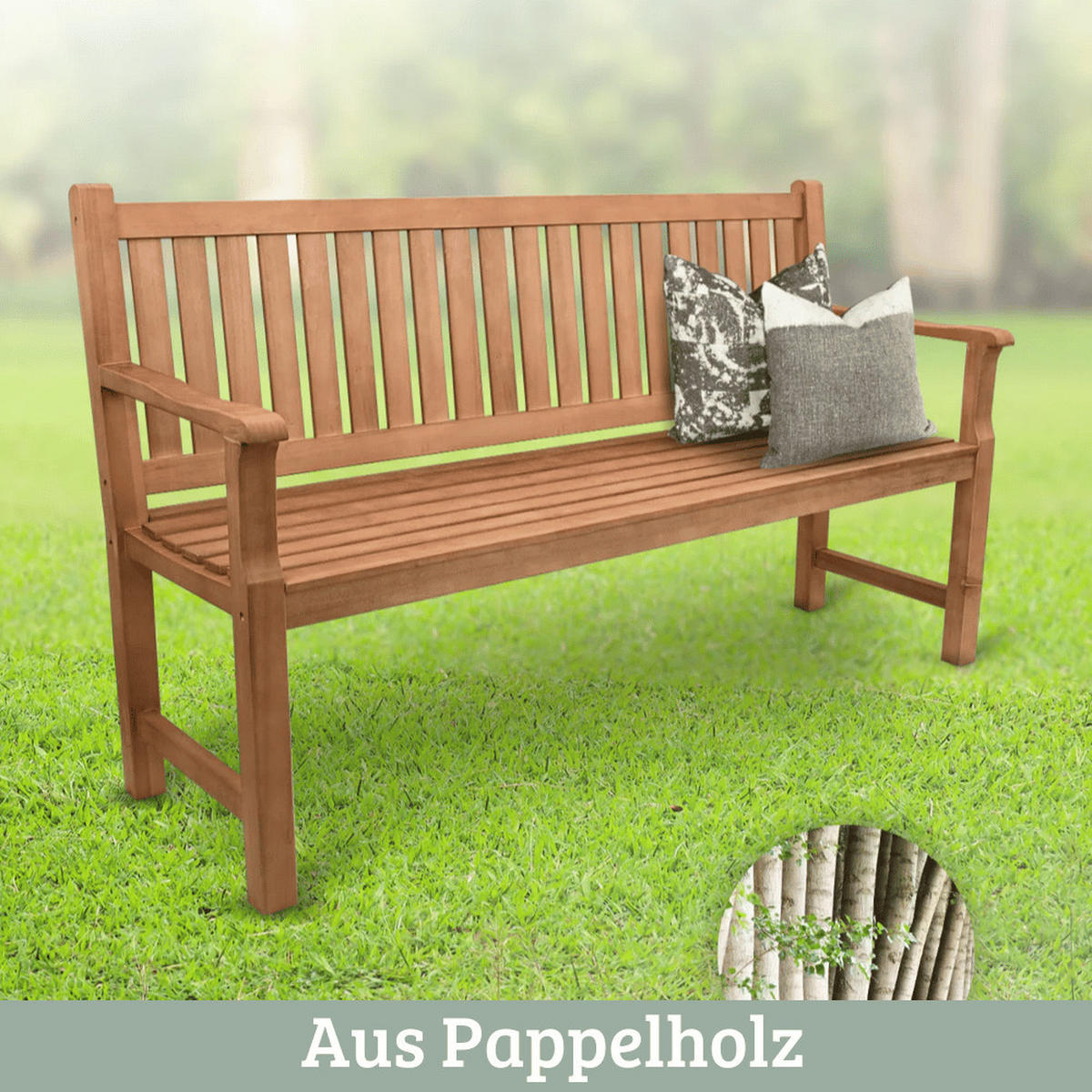 GARTENBANK Holz 3-4 Sitzer EGON Wetterfest 150cm Parkbank - Braun, Holz (150/92/52cm) - DELUKE