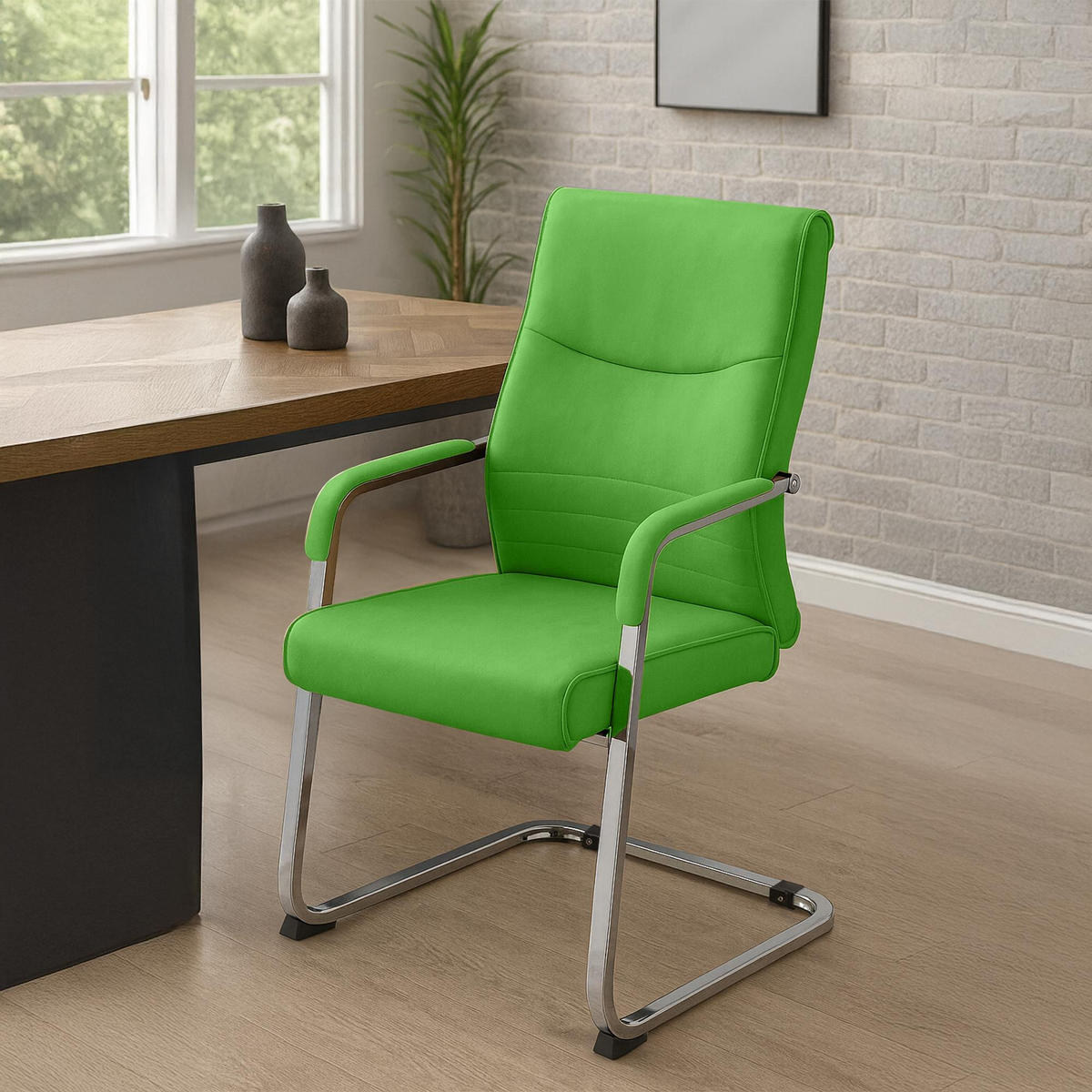 SCHWINGSTUHL Lederlook Grün - Grün, Textil/Metall (55/88/60cm) - CLP