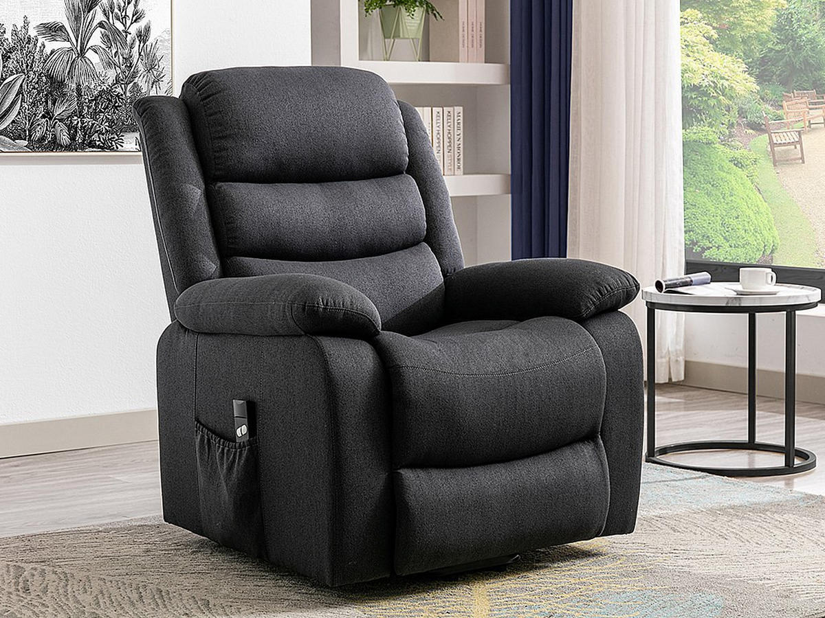 RELAXSESSEL Fernsehsessel - Stoff - Anthrazit - NADINE - Anthrazit, Textil (94/111/86cm) - Vente-Unique