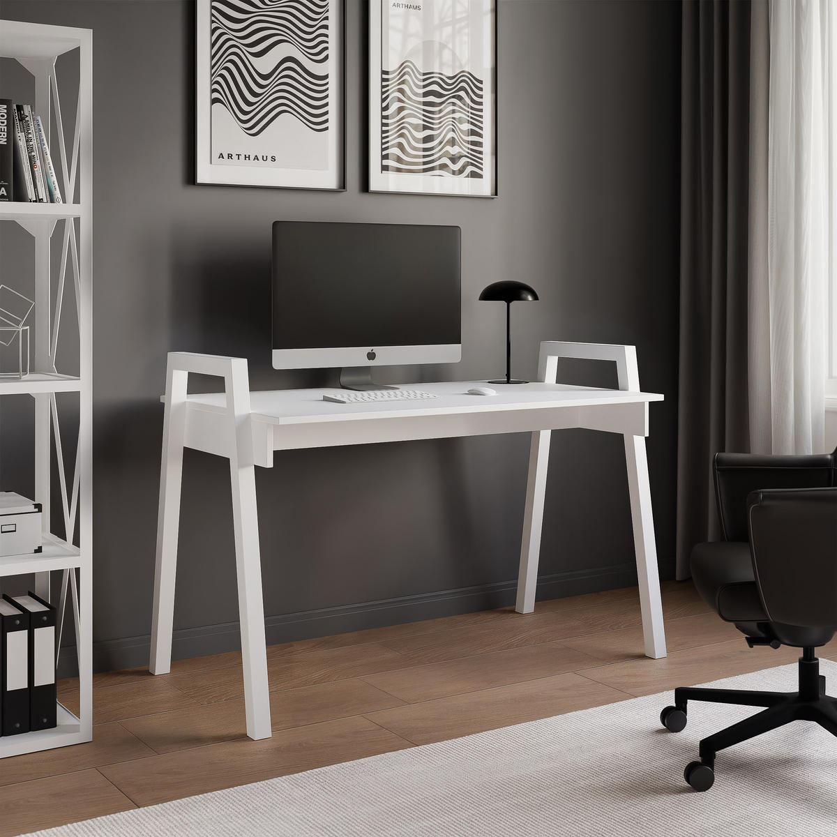 SCHREIBTISCH NOVO 120/68/82 cm, Weiß - Weiß, Holzwerkstoff/Metall (68/120/82cm) - Idohome