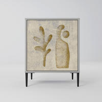SIDEBOARD SAND SCULPTURES, Grau, 57,5x42x72,5 cm, Schwarze Metallfüße - Multicolor/Schwarz, Holzwerkstoff/Metall (57.5/72.5/42cm) - SpaceRebels