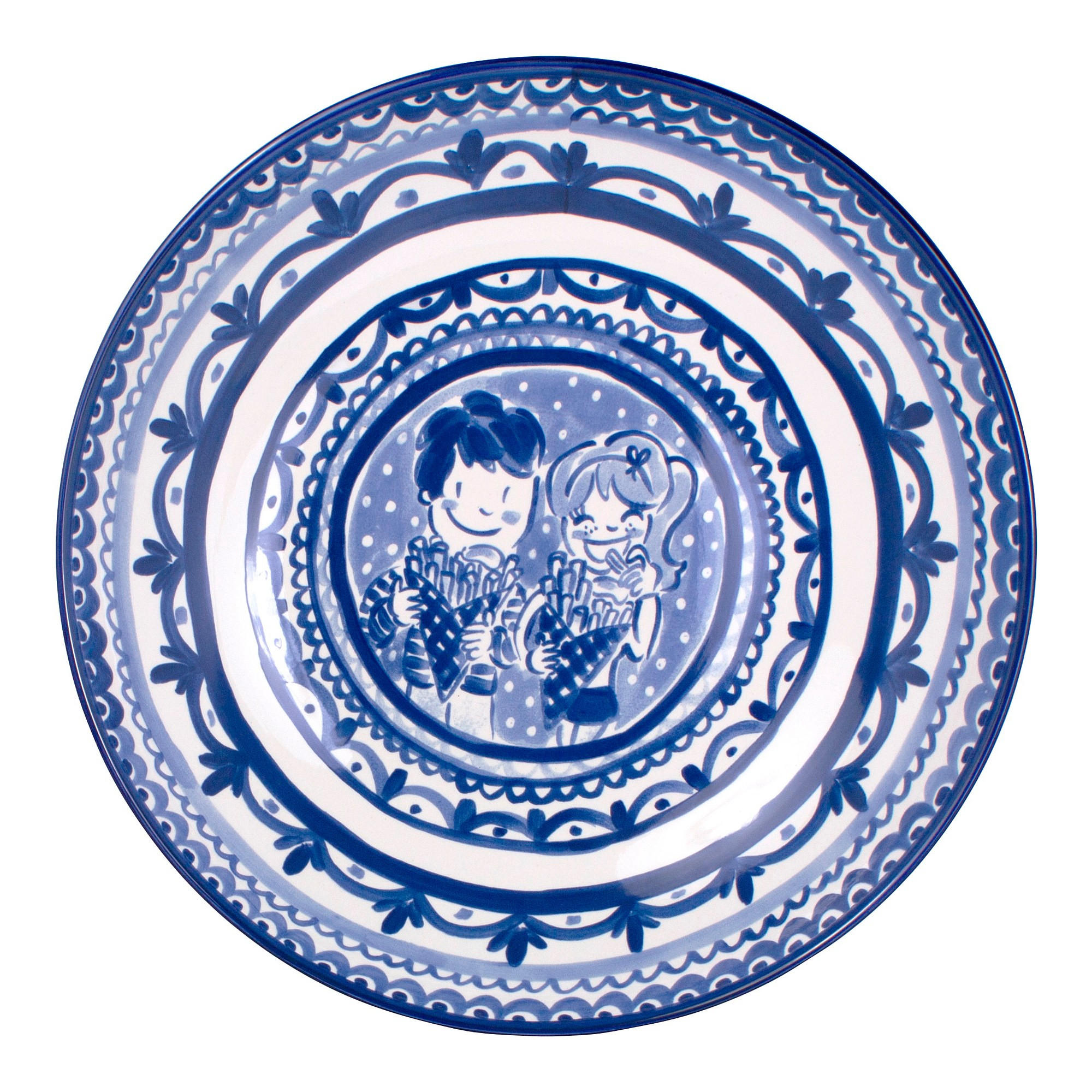 SCHALE Arm in Arm in Blau - 38cm - Blau, Keramik (38/4/32cm) - Blond Amsterdam