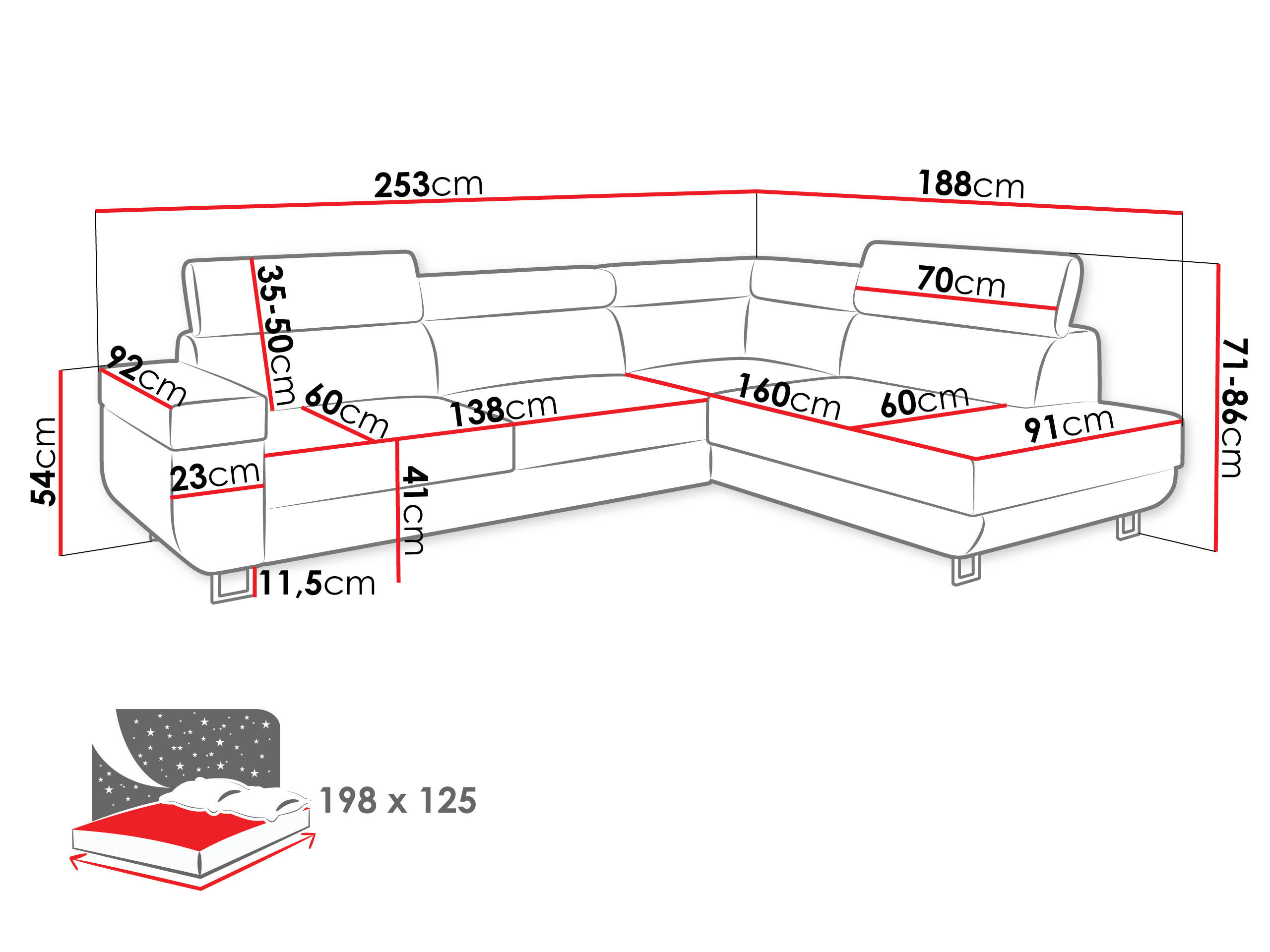 Thumbnail - Mirjan24 Ecksofa, Blau, Textil, links montierbar, L-Form,Rechteckig, 253x188 cm, Wohnzimmer, Sofas & Couches, Wohnlandsc...
