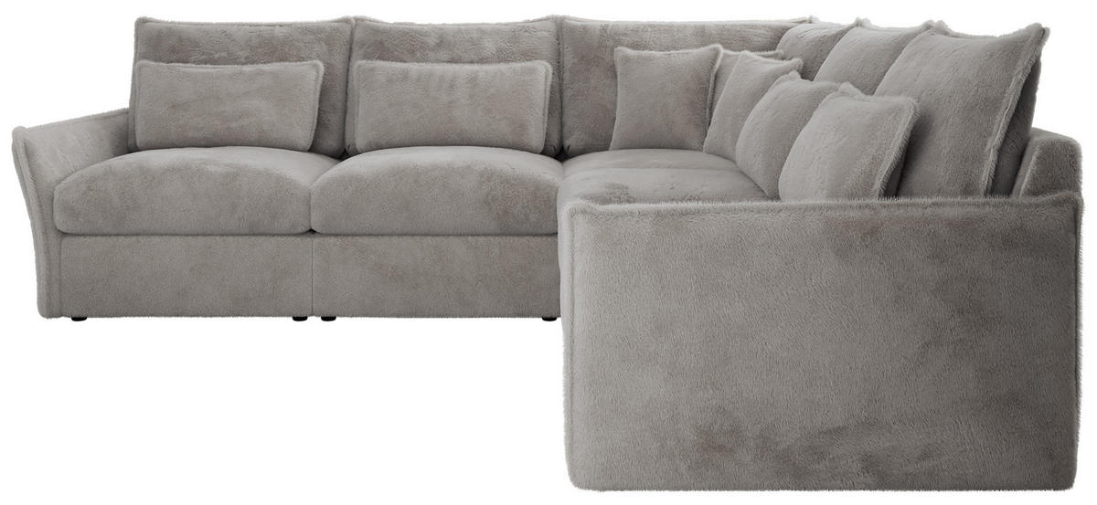 ECKSOFA VERSO L Hellgrau Plüsch - Hellgrau/Schwarz, Kunststoff/Textil (270/270cm) - MKS