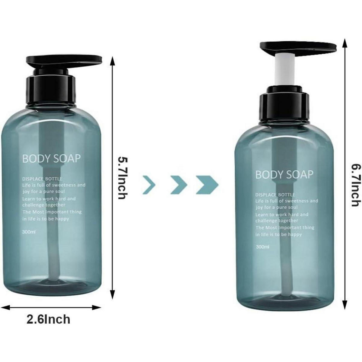 PUMPFLASCHEN-SET 3er-Pack 300ml Blau - Blau, Kunststoff (5/5/10cm)