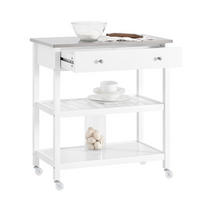 SERVIERWAGEN mit Arbeitsplatte, Weiß, 81x90x45cm - Weiß, Holzwerkstoff (100/92/45cm) - SoBuy
