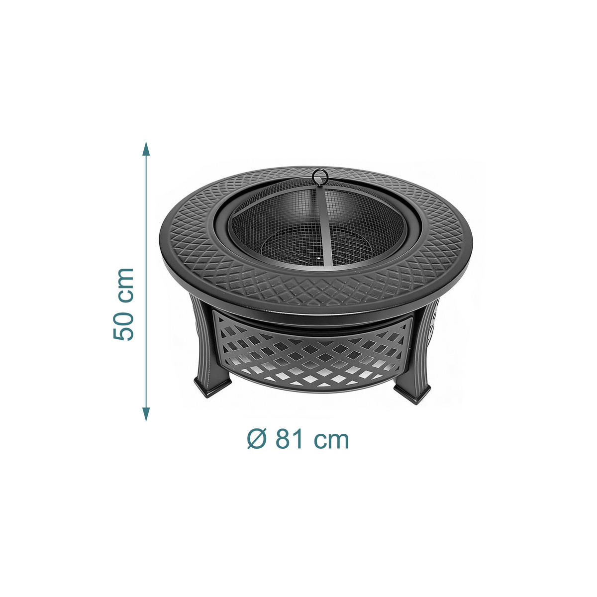 FEUERSCHALE - Schwarz, Metall (81/50/81cm) - Relaxdays