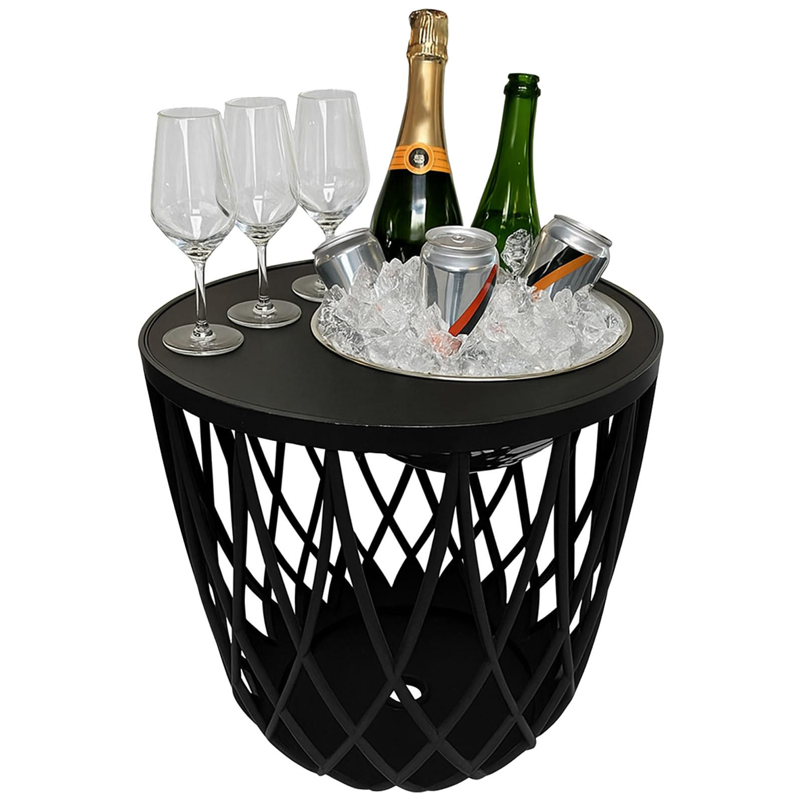 BEISTELLTISCH MIT EDELSTAHL-BIERKÜHLER Dubai schwarz 45 cm - Schwarz, Kunststoff (45/45/45cm) - COOTAB Cooler Table