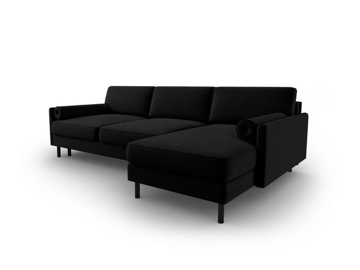 AUSKLAPPBARES-ECKSOFA rechts mit Container Scott aus Samt schwarz 5 Sitzplätze - Schwarz, Textil (142/212cm) - Micadoni
