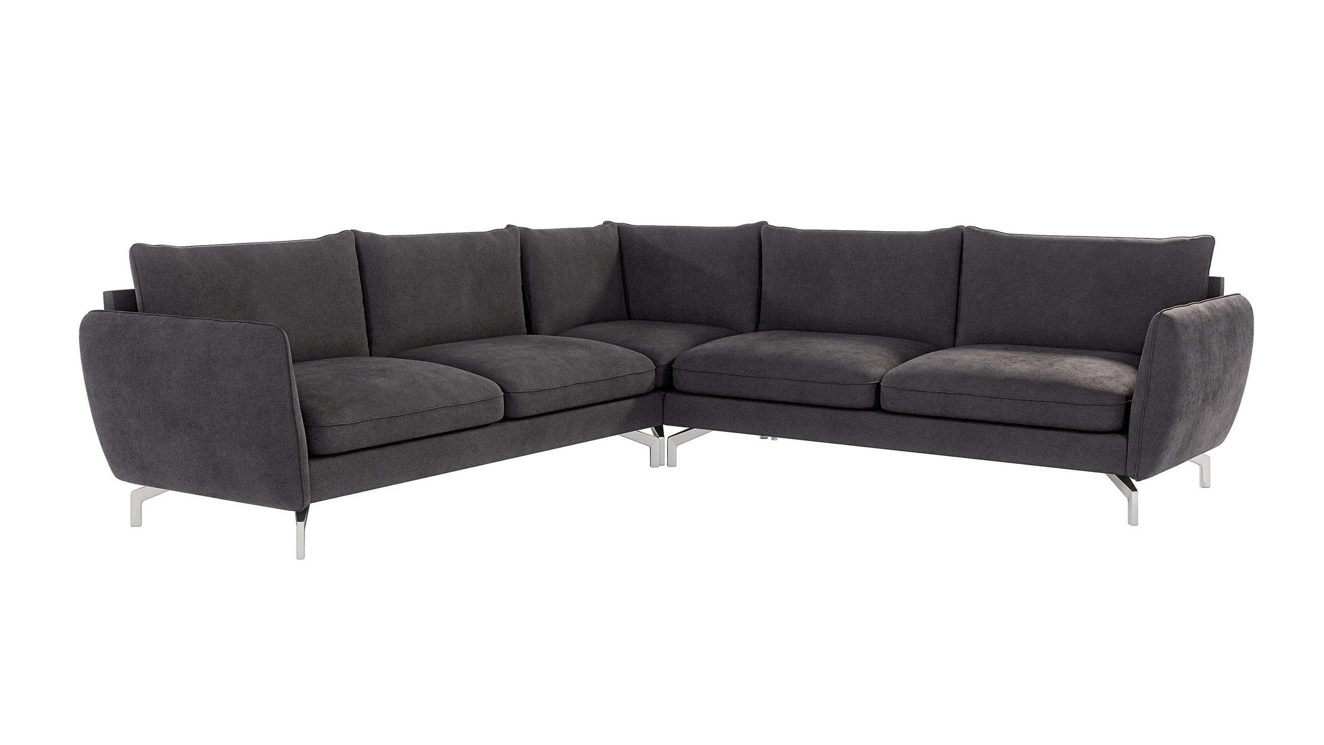 ECKSOFA Elou Graphit Microfaser - Chromfarben/Graphitfarben, Holz/Textil (276/276cm) - S-Style Möbel