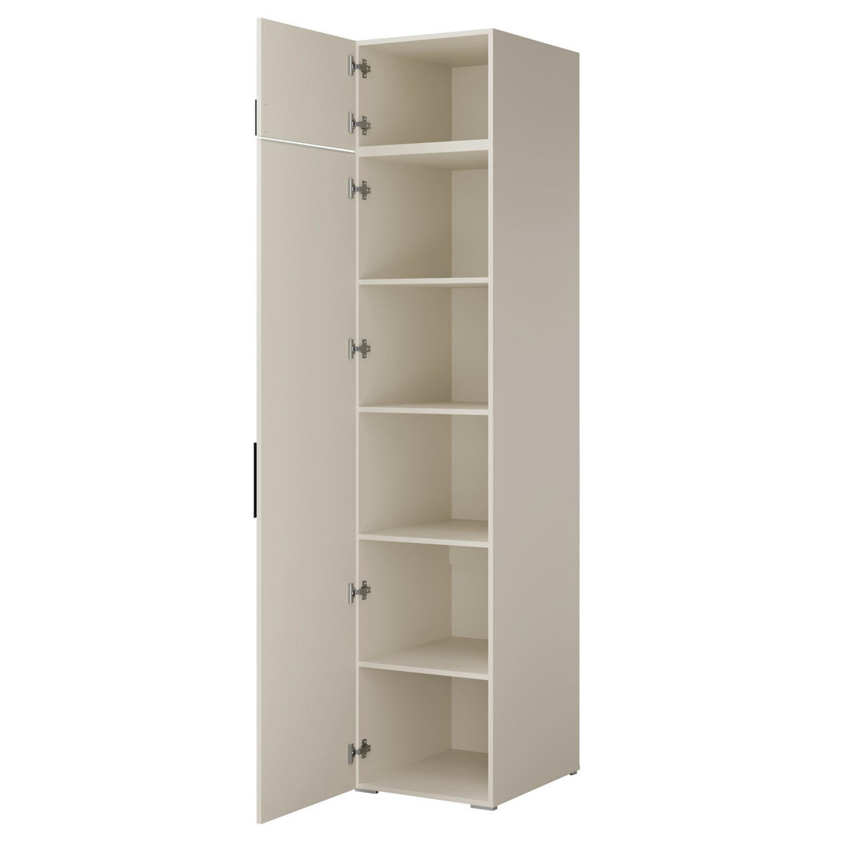 DREHTÜRENSCHRANK mit Einlegeböden und Aufsatz Napoli 1D 50 Kaschmir (schwarzer oder goldener Griff) - Kaschmir/Silberfarben, Holzwerkstoff/Kunststoff (50/35/60cm) - mzm24