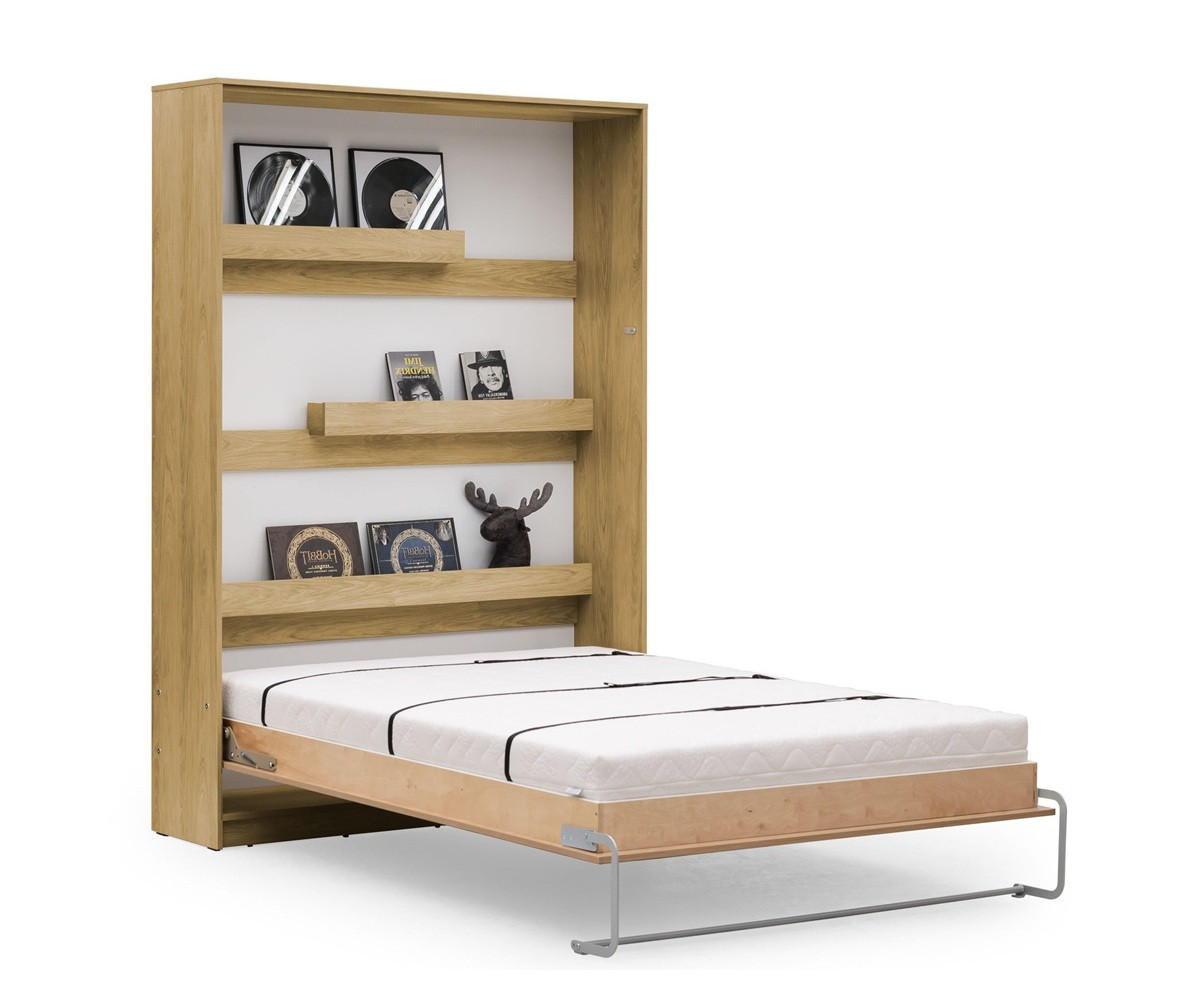 SCHRANKBETT Wandklappbett vetikal VB140x200 mit 2 Schränken - 3-tlg. - Eiche Sonoma - Eichefarben, Holzwerkstoff (140/200cm) - QMM TraumMöbel