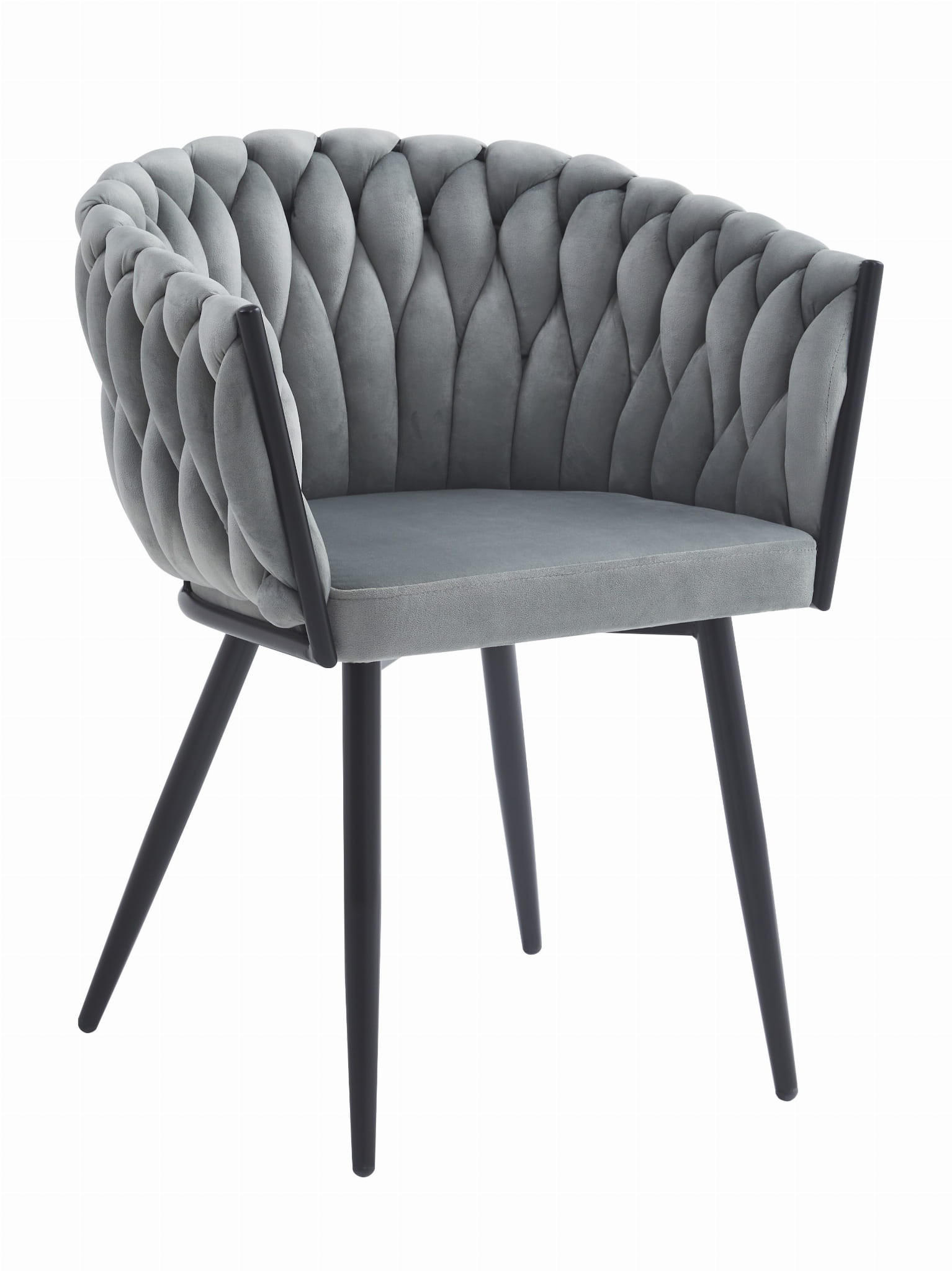 STUHL ARONA 1 Stück, Grau, Schwarze metallische Beine - Hellgrau, Textil/Metall (61/79/55cm) - Komodee