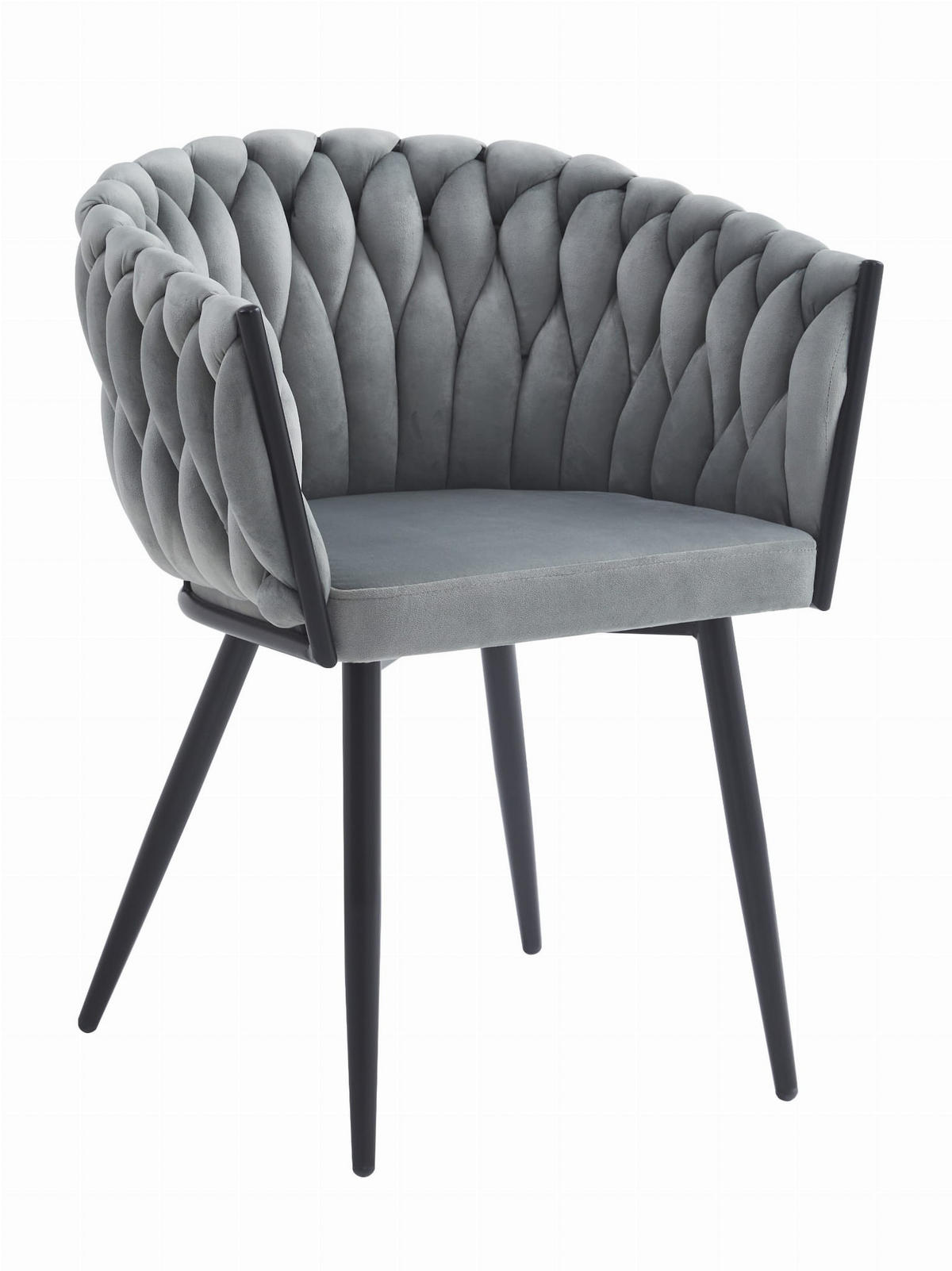 STUHL ARONA 1 Stück, Grau, Schwarze metallische Beine - Hellgrau, Textil/Metall (61/79/55cm) - Komodee