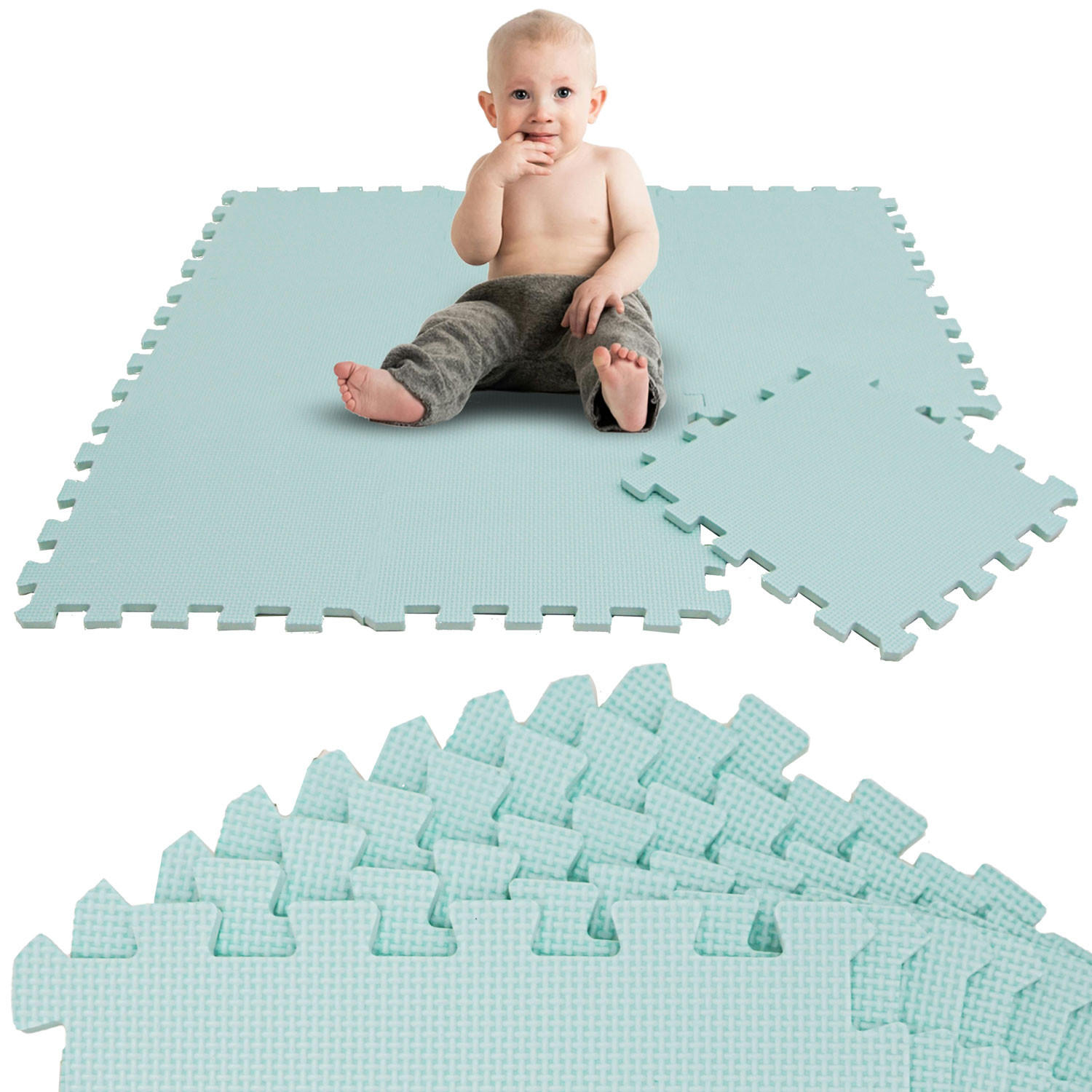 SPIELMATTE ab Null - 90 cm Baby Puzzlematte Mint - Mintgrün, Kunststoff (30/30cm) - Littletom