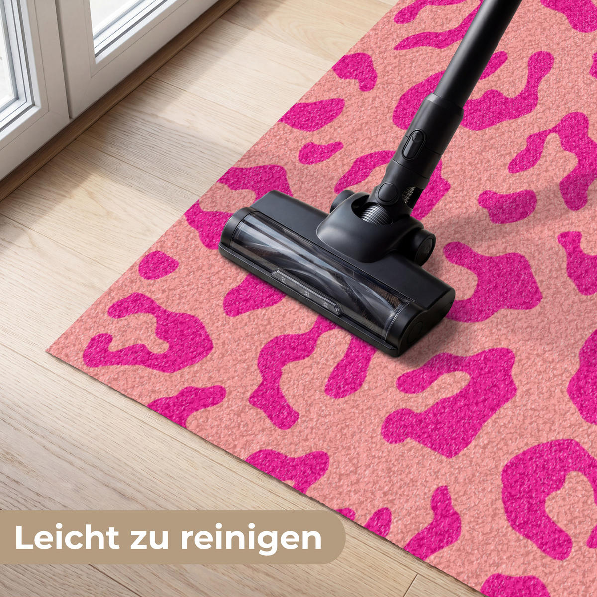 FUSSMATTE Pantherdruck - Rosa - Tierdruck - Minimalistisch Sauberlaufmatte 180x120 cm - Pink, Kunststoff (180/120cm) - MuchoWow