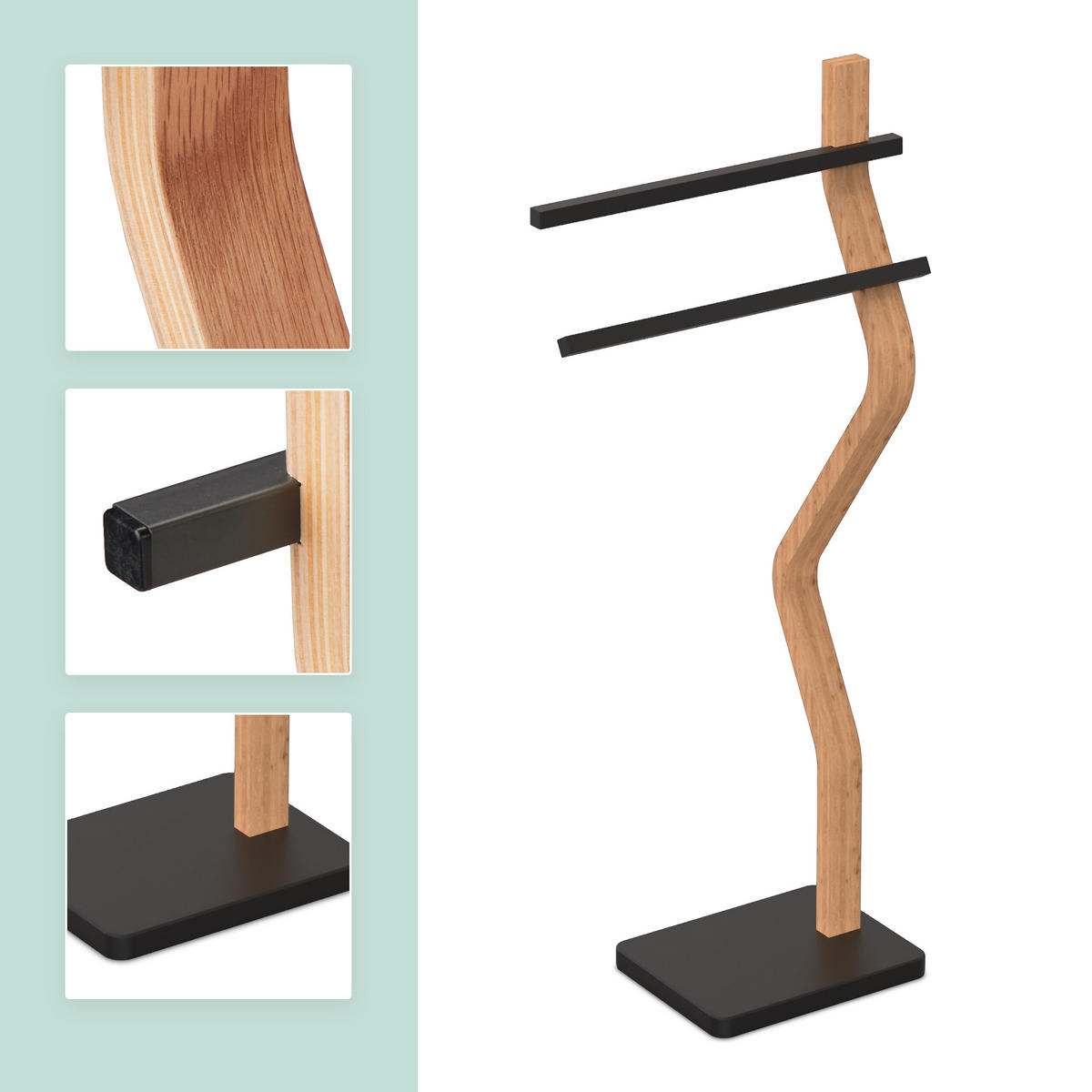 HANDTUCHSTÄNDER - Multicolor, Holz/Kunststoff (37/86/18cm) - Relaxdays