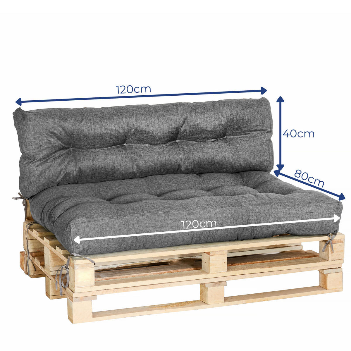 PALETTENKISSEN M - Grau, Textil (40/10/120cm) - KomfortKissen