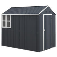 GERÄTESCHUPPEN Stahl, 4㎡ Gerätehaus mit Fenster abschließbarer Gartenschrank - Dunkelgrau, Metall (172/222/259cm) - Outsunny