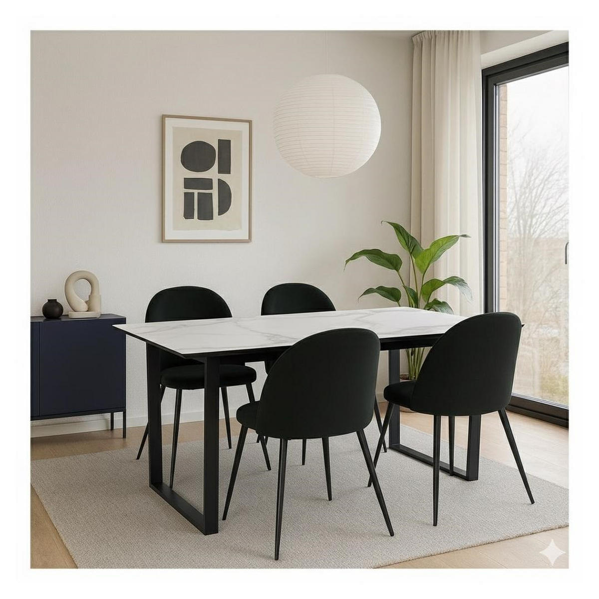 ESSGRUPPE 5-TLG. Tilst Schwarz - Schwarz, Holzwerkstoff/Textil (160/74/90cm) - ebuy24