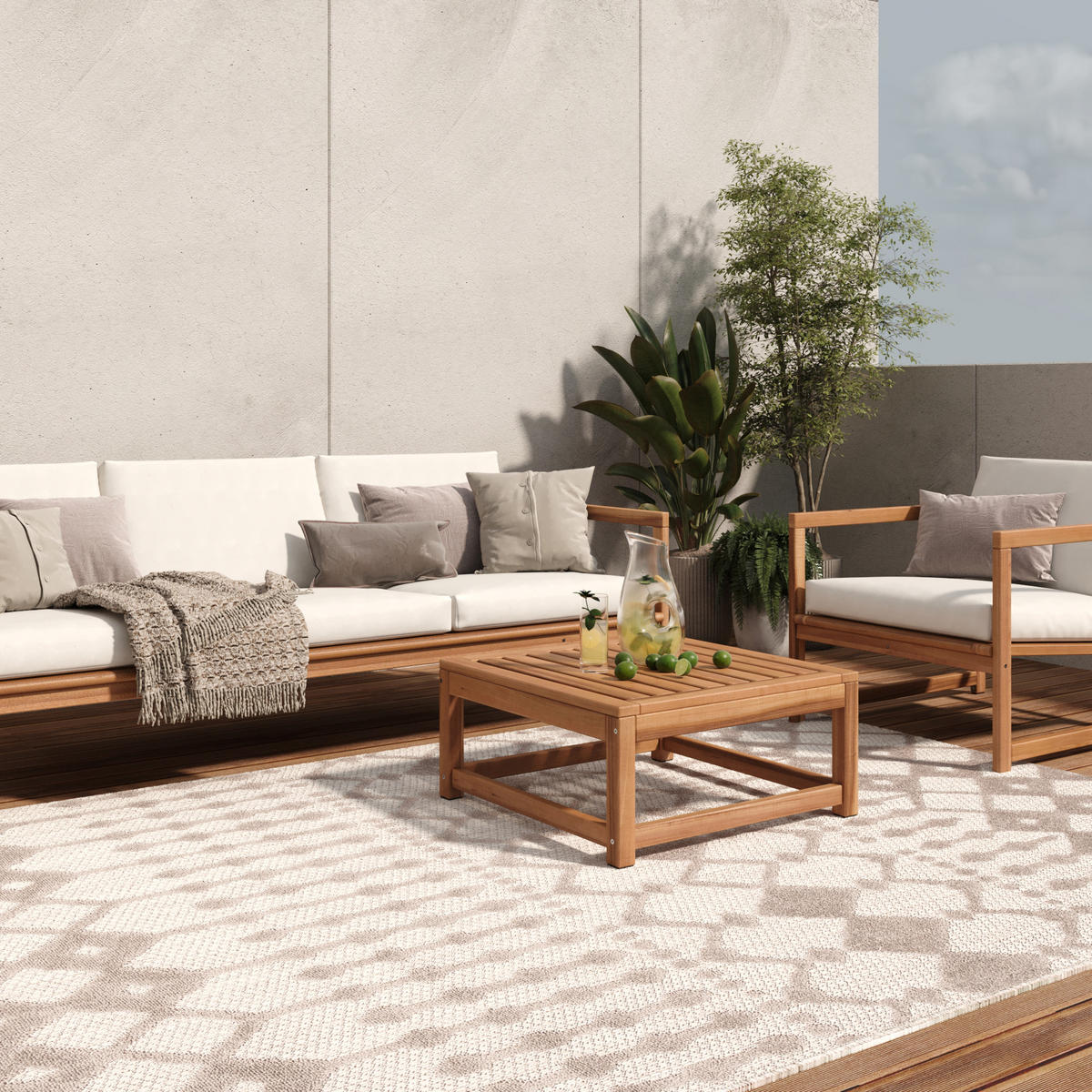 TEPPICH PATIO Grau 160/220 cm - Grau, Kunststoff (160/220cm) - Tapiso