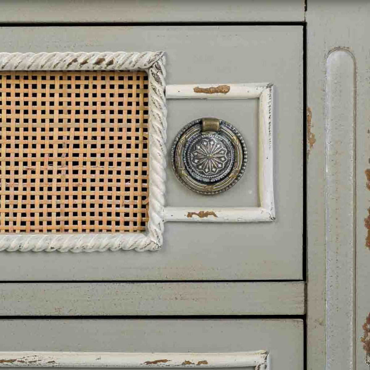 NACHTTISCH aus Holz und Gitter, 50x36x57cm - Grau, Metall (50/56.5/36cm) - Wanderlust