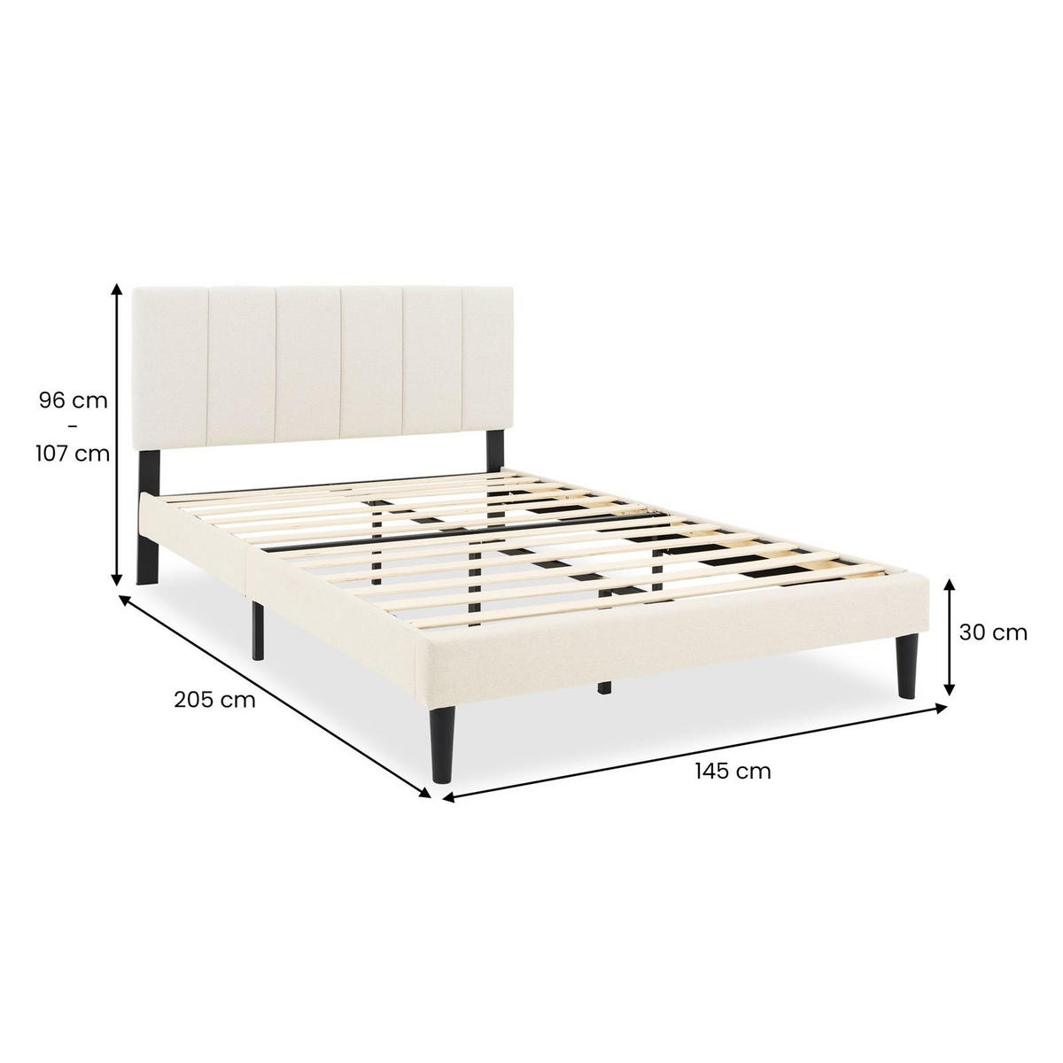 POLSTERBETT OLBIA 140x200 cm cremeweiß - Creme, Textil (140/200cm) - IDIMEX