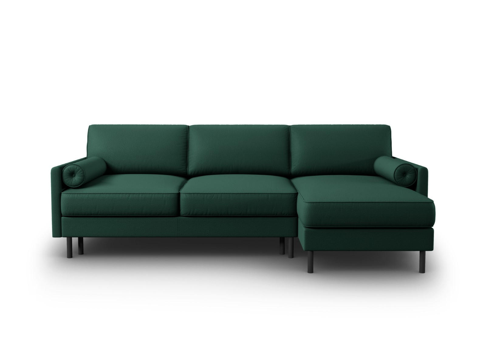 AUSKLAPPBARES-ECKSOFA rechts mit Container Scott aus strukturiertem Stoff grün 5 Sitzplätze - Grün, Textil (142/212cm) - Micadoni