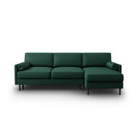 AUSKLAPPBARES-ECKSOFA rechts mit Container Scott aus strukturiertem Stoff grün 5 Sitzplätze - Grün, Textil (142/212cm) - Micadoni