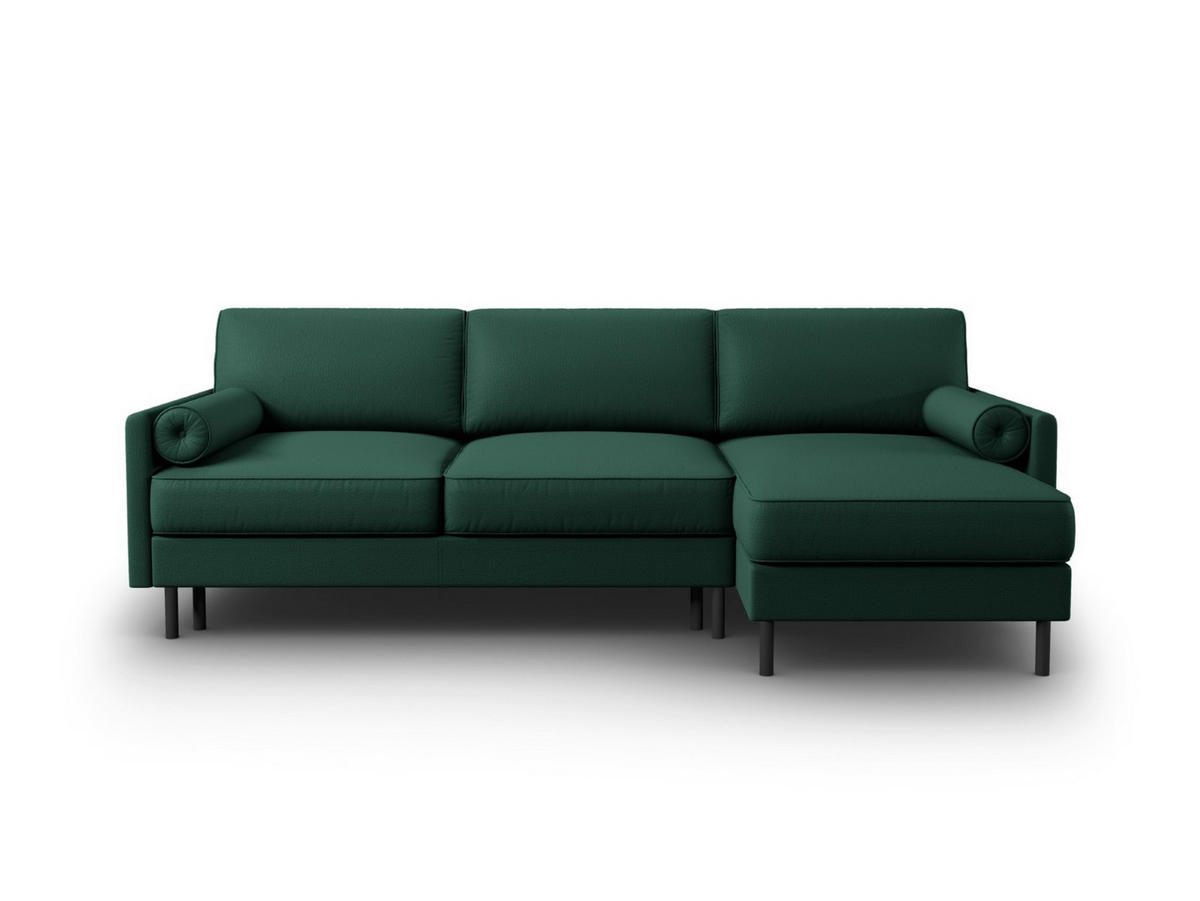 AUSKLAPPBARES-ECKSOFA rechts mit Container Scott aus strukturiertem Stoff grün 5 Sitzplätze - Grün, Textil (142/212cm) - Micadoni