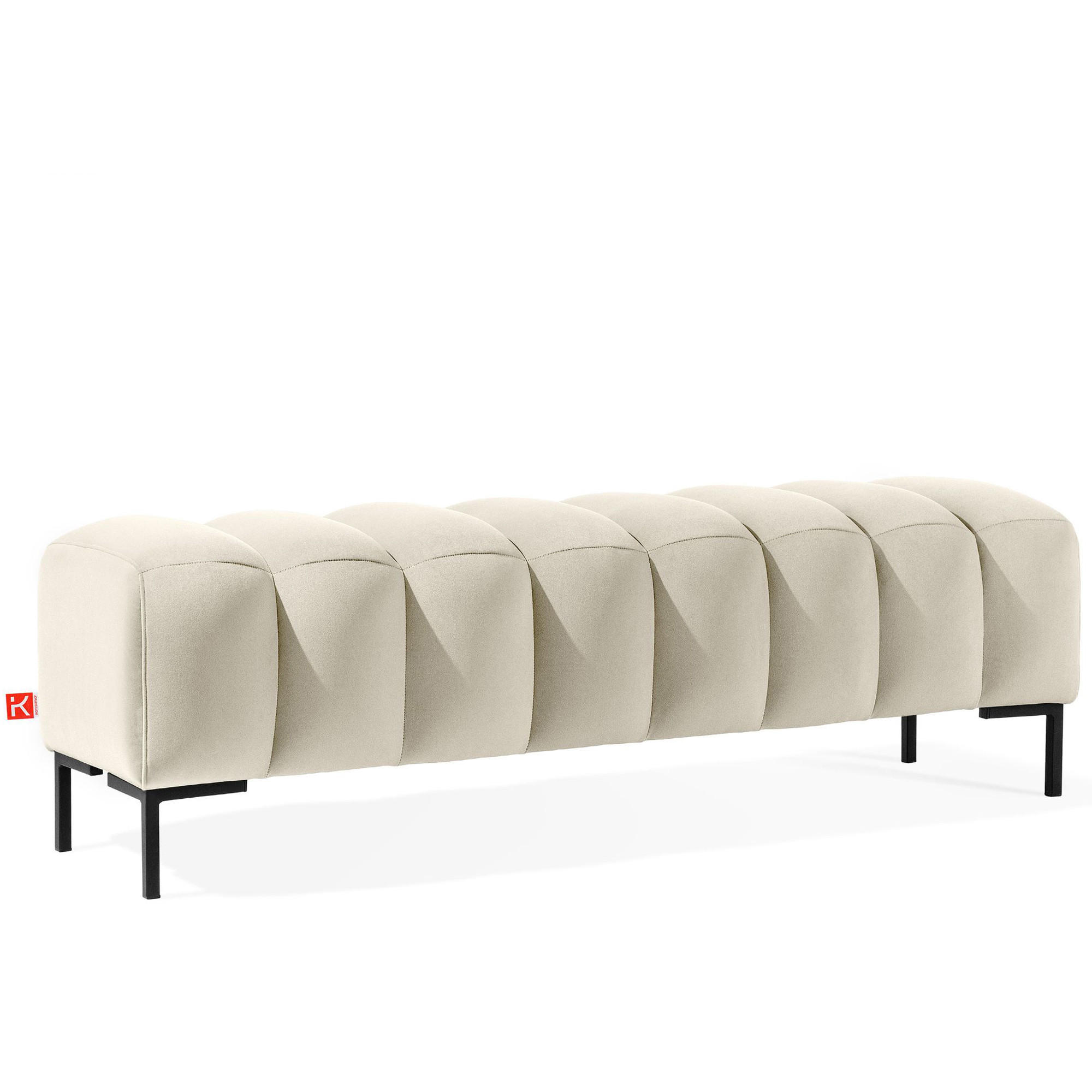 POLSTERBANK Bettbank PECCO, Metallbeinen - Creme/Schwarz, Holz/Textil (160/50/50cm) - KONSIMO®