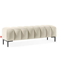 POLSTERBANK Bettbank PECCO, Metallbeinen - Creme/Schwarz, Holz/Textil (160/50/50cm) - KONSIMO®