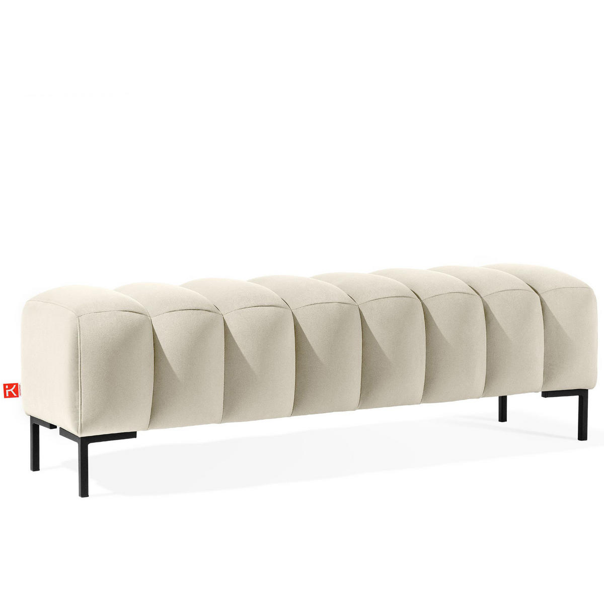 POLSTERBANK Bettbank PECCO, Metallbeinen - Creme/Schwarz, Holz/Textil (160/50/50cm) - KONSIMO®