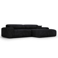 ECKSOFA mit Longchair - Cord - Schwarz, Kunststoff/Textil (284/178cm) - home24