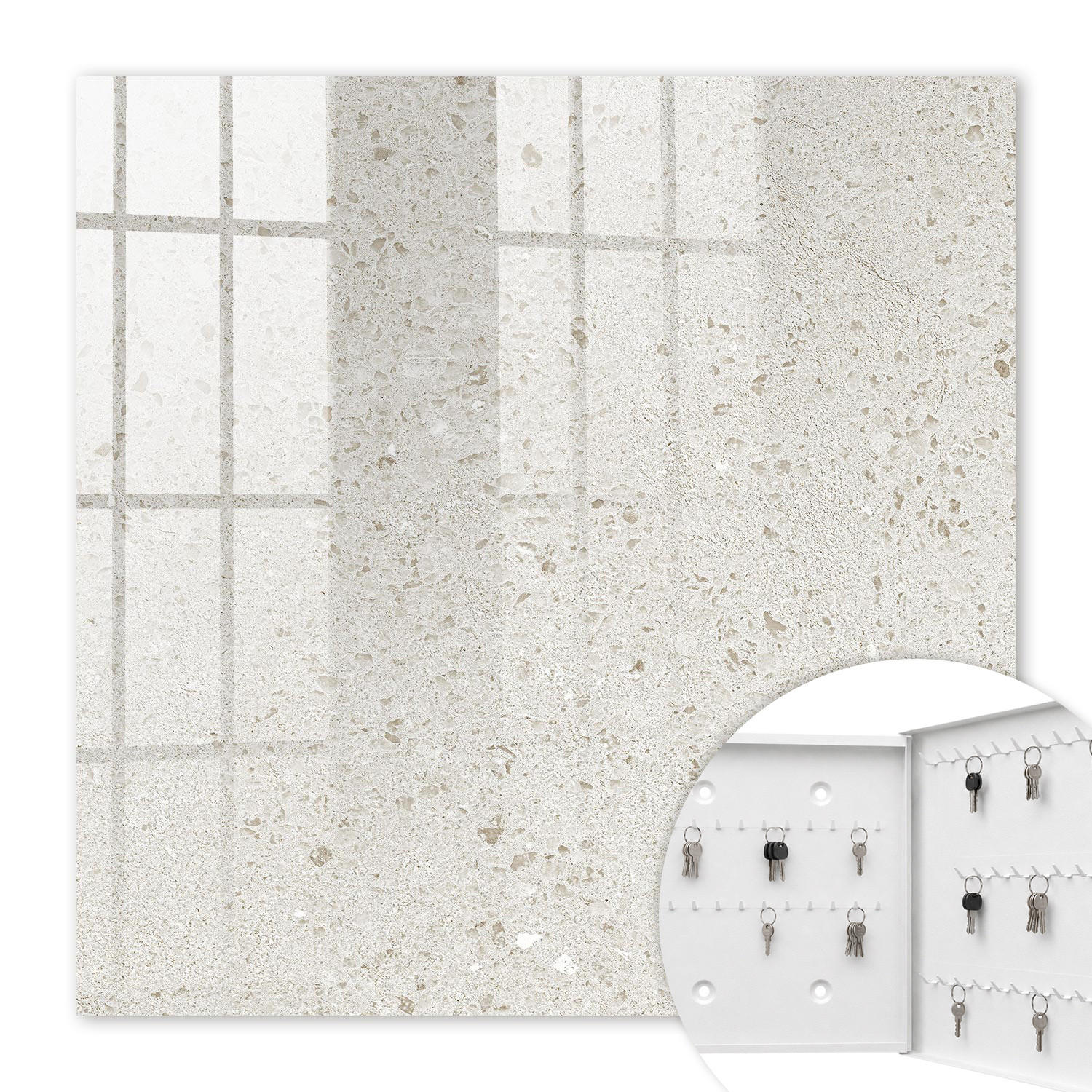 SCHLÜSSELBOX Weiß 30x30 cm – Türöffnung nach rechts - Beige Stein - Beige, Metall (30/30/5cm) - TULUP