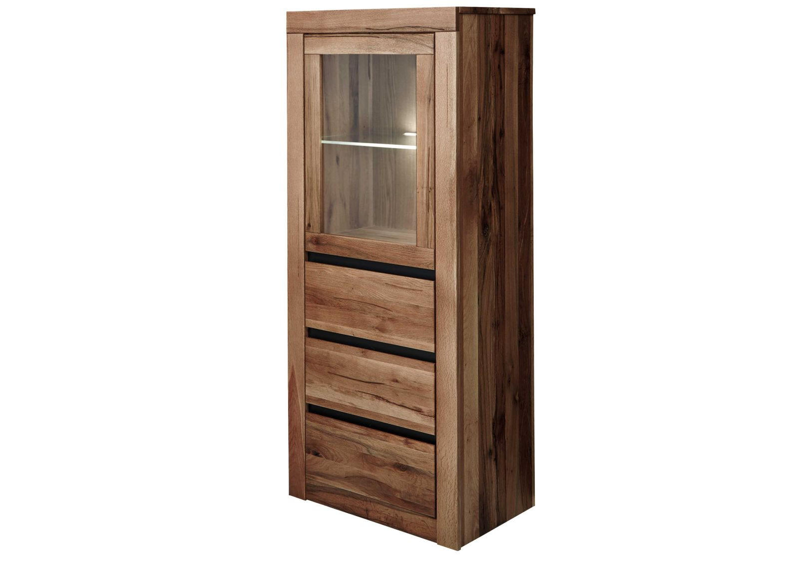 VITRINE Wild-/Zerreiche 62x42x150 Tabacco brown geölt MONTREUX #322 - Braun, Holz (62/150/42cm) - Massivmoebel24