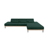 ELEKTRISCHES ECKSOFA Rechts MONA 316x205x85 Grün Velours - Dunkelgrün/Grün, Holzwerkstoff/Textil (316/205cm) - ALTDECOR