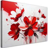 LEINWANDBILD, Rote Blumen in einer ausdrucksstarken modernen Komposition - Rot, Textil (120/80cm) - Feeby