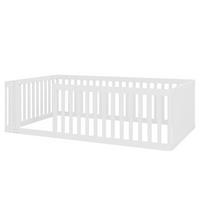 BODENBETT 90/200 cm DE-03458, mit Zaun, in Weiß - Weiß, Holz (90/200cm) - ComfortXL
