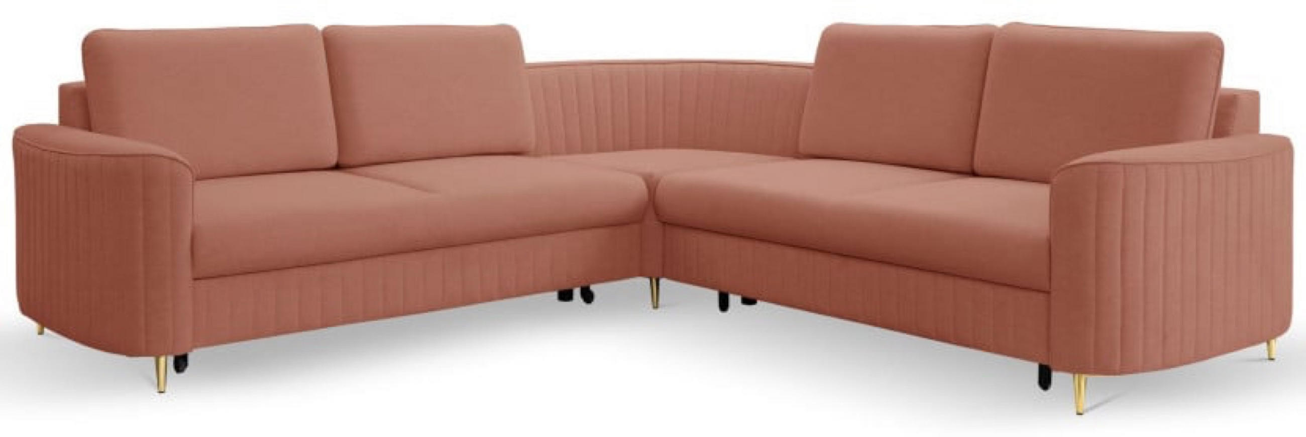ECKSOFA Korallenrot LOREN Mit Schlaffunktion Und Bettkasten - Orange, Textil (251/251cm) - Sepro Meble