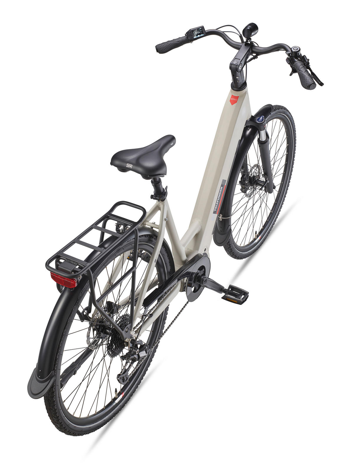 E-BIKE Cityrad RC680 Elektrofahrrad 28 Zoll Mittelmotor 10-Gang Kettenschaltung 705,6 Wh Pedelec - Grau, Metall (115cm) - Telefunken