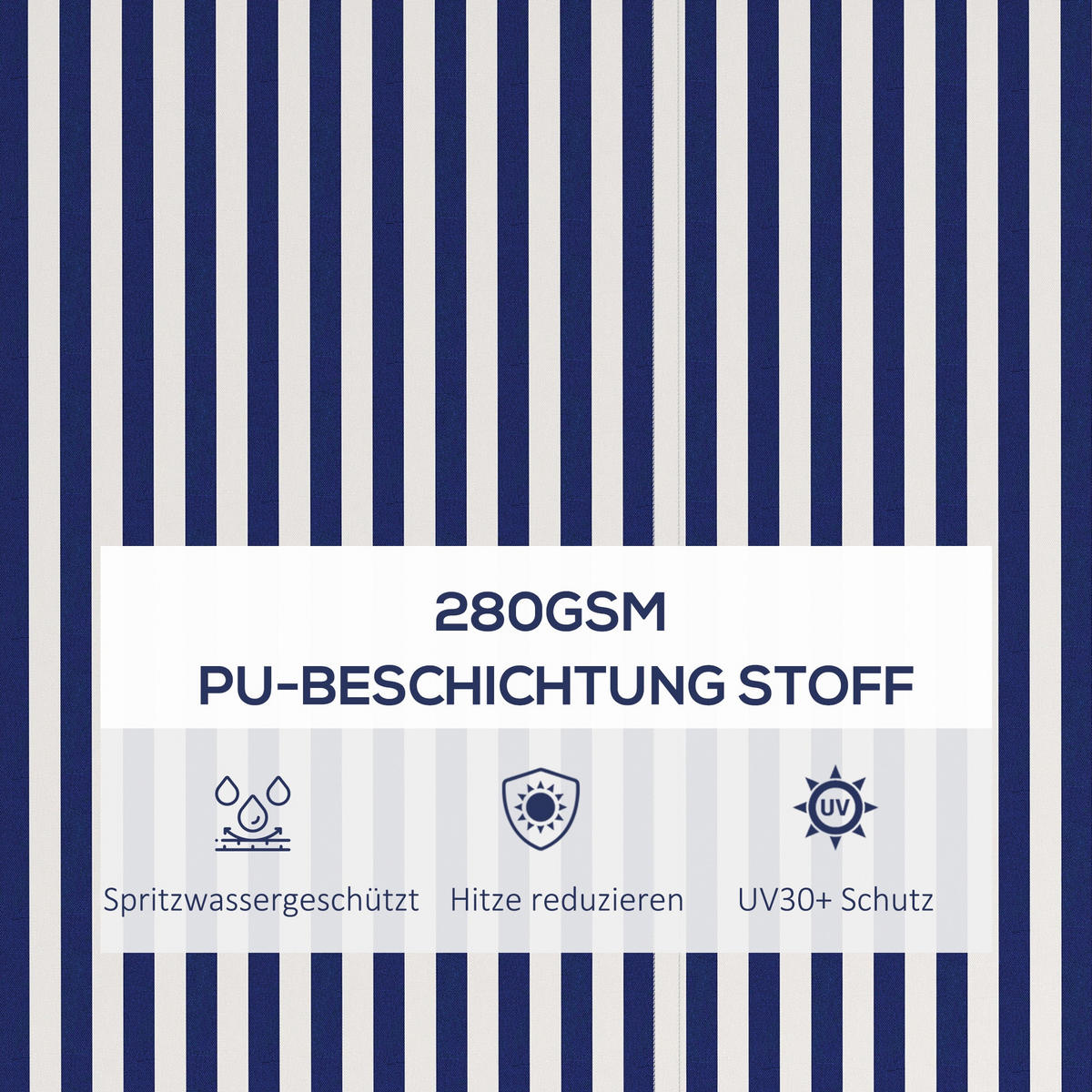 MARKISE, Blau+Weiß, Polyesterstoff, Aluminium - Blau, Metall (300/1/396cm) - Outsunny