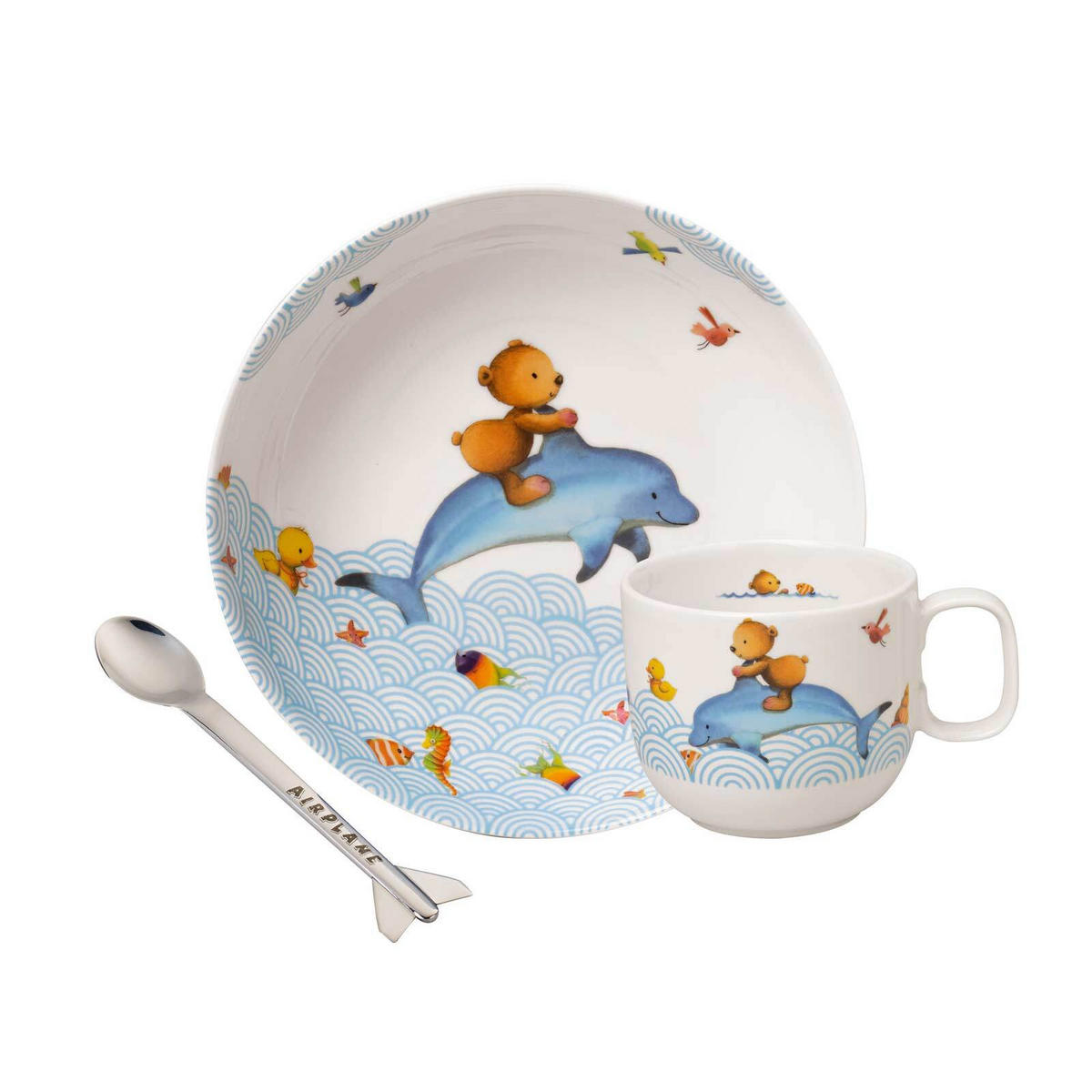 KINDERGESCHIRRSET Happy as a Bear bunt 3er Set - Multicolor, Keramik (1/1/1cm) - Villeroy & Boch