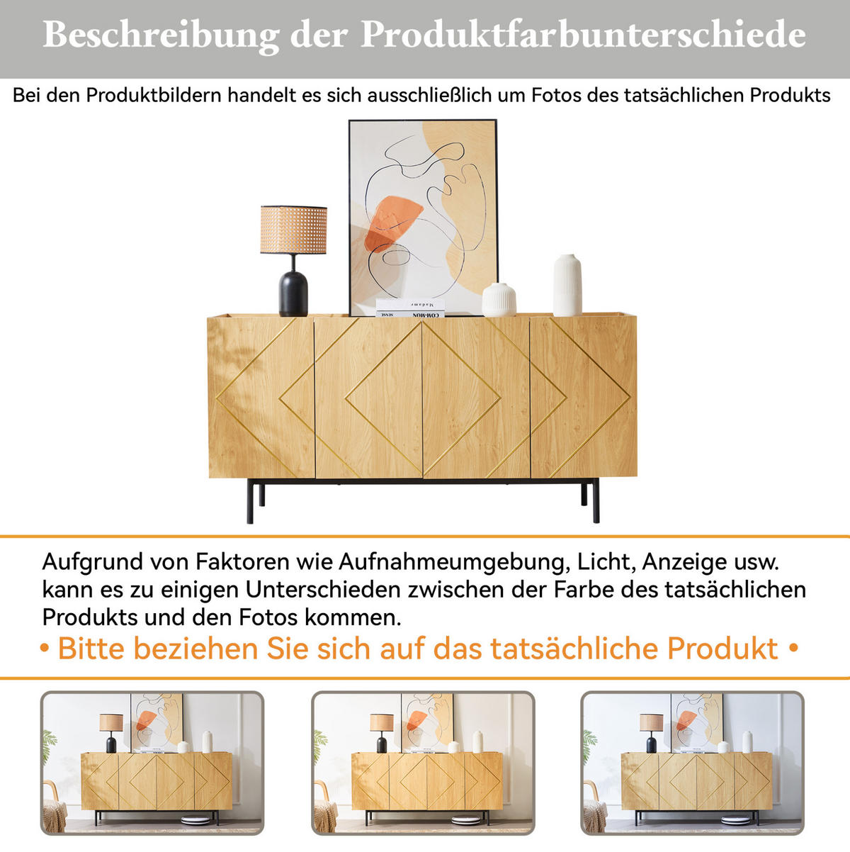SIDEBOARD in Natur 160x40x78 cm mit 4 Türen und verstellbaren Einlegeböden - Naturfarben, Holzwerkstoff (40/78/160cm) - IVMEU