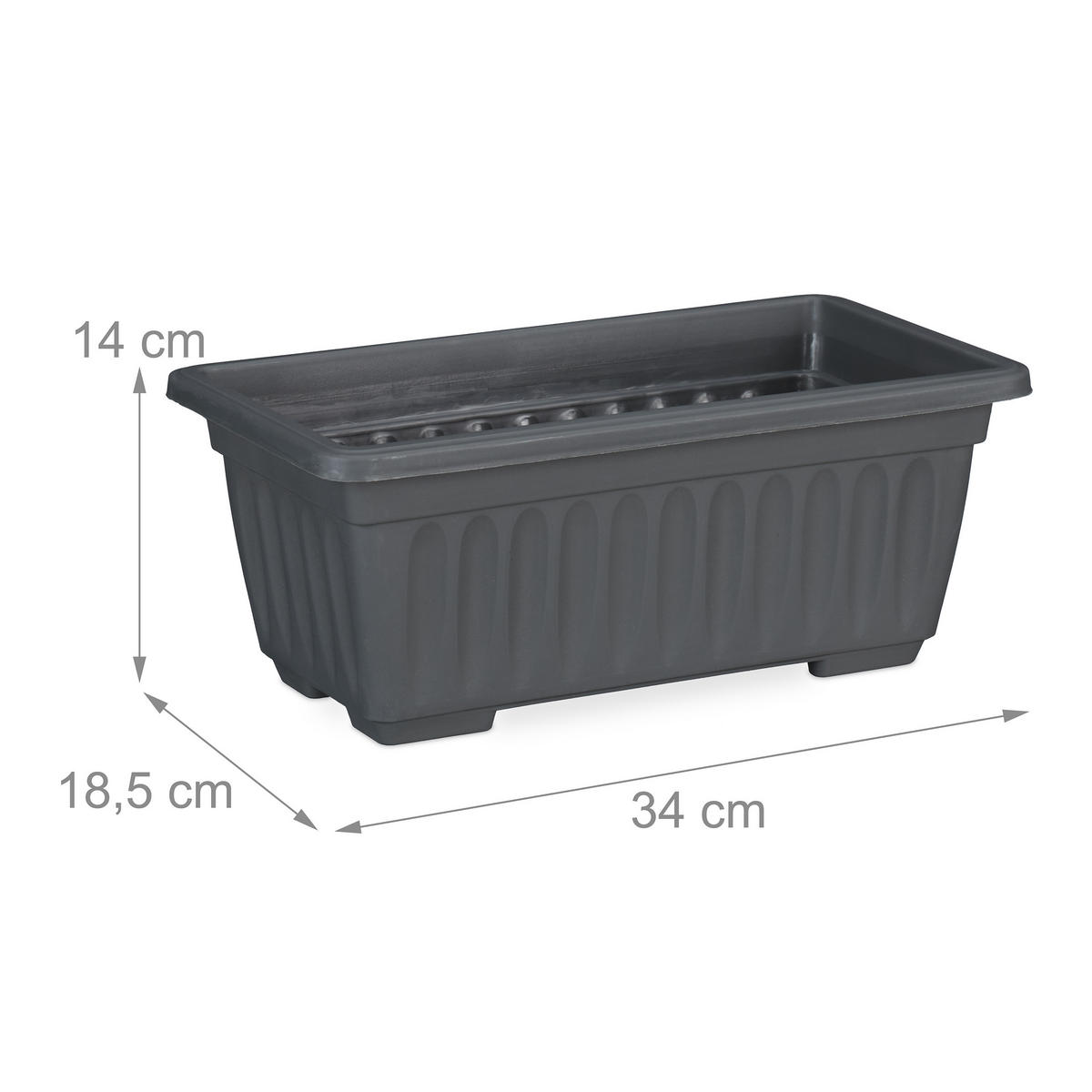 4XBLUMENKASTEN - Anthrazit, Kunststoff (34/14/18.5cm) - Relaxdays